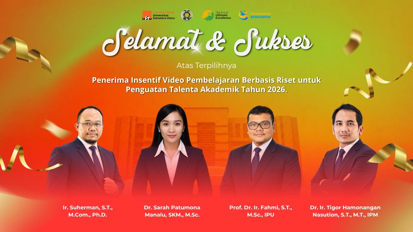 Empat Dosen FT USU Terima Insentif Video Pembelajaran Berbasis Riset 2026